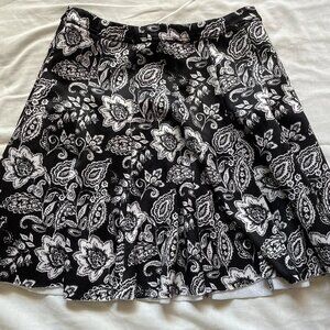 paisley black and white mini skirt
